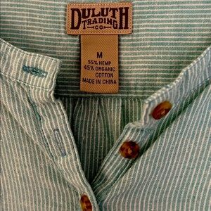 Duluth Trading Co Sea Foam Green Striped Tunic